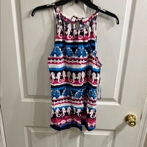 Crown & Ivy Blue and Pink Sleeveless Tank Top